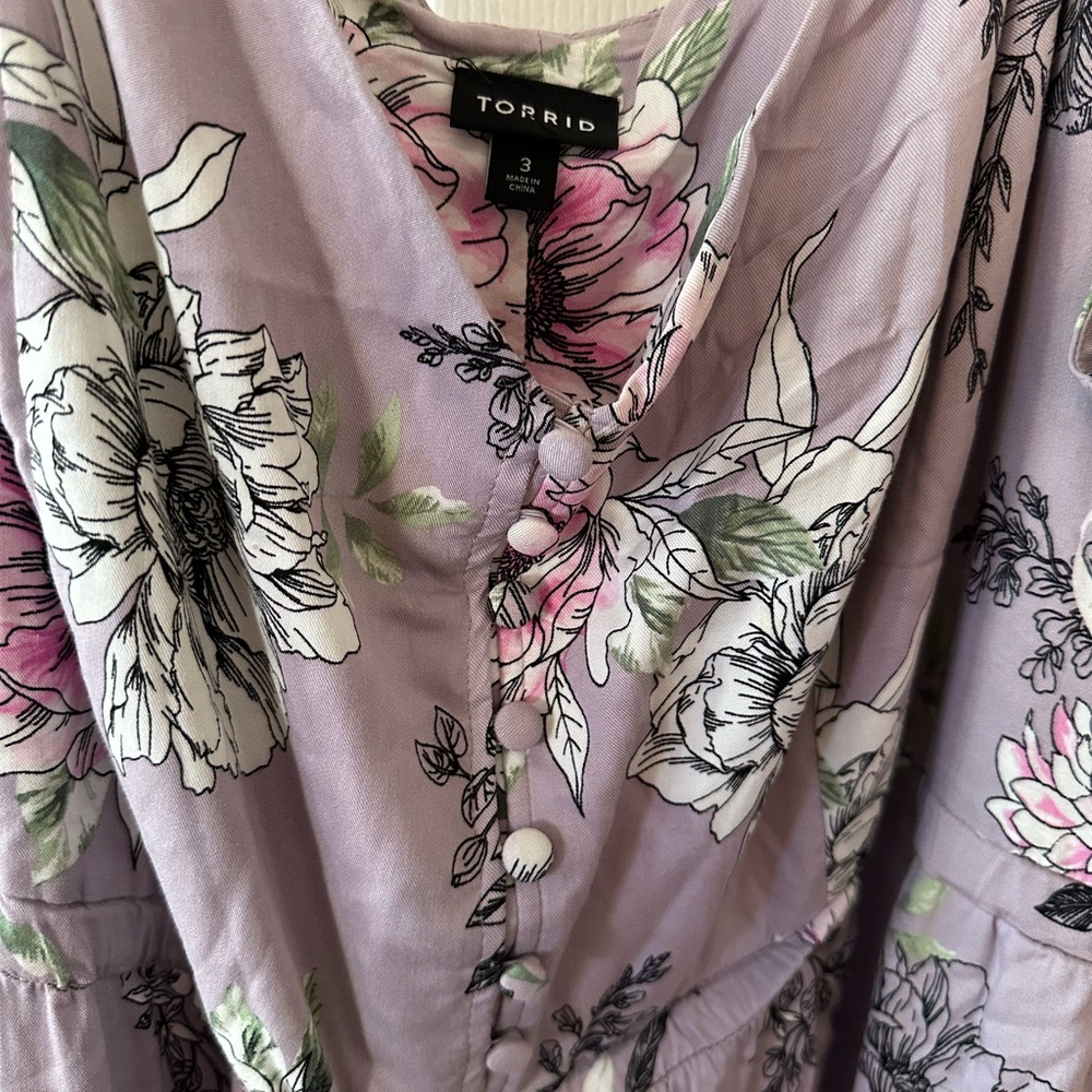 Torrid Floral Lavender Jumpsuit size 3 - Picture 4 of 6